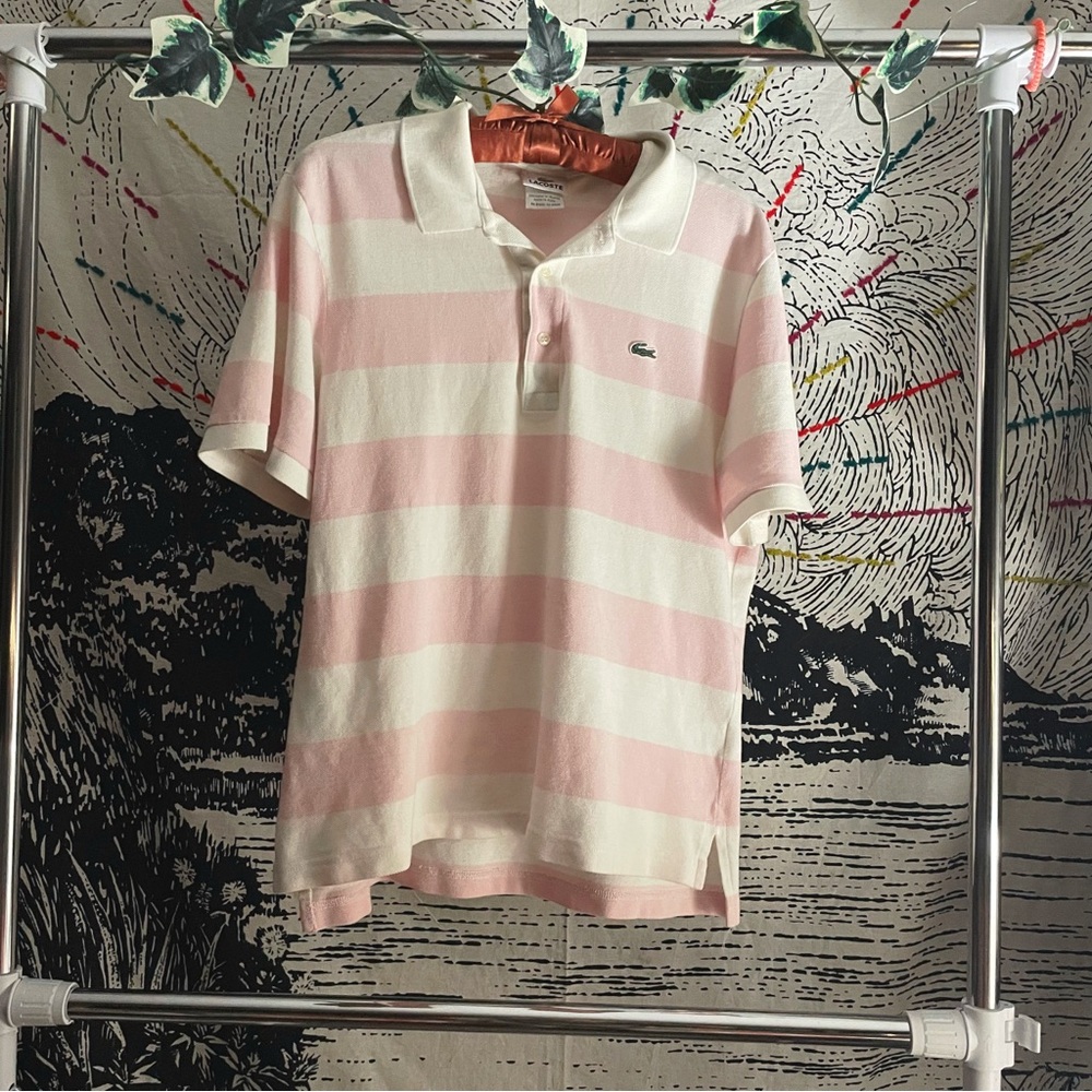 LACOSTE Pink/white striped polo